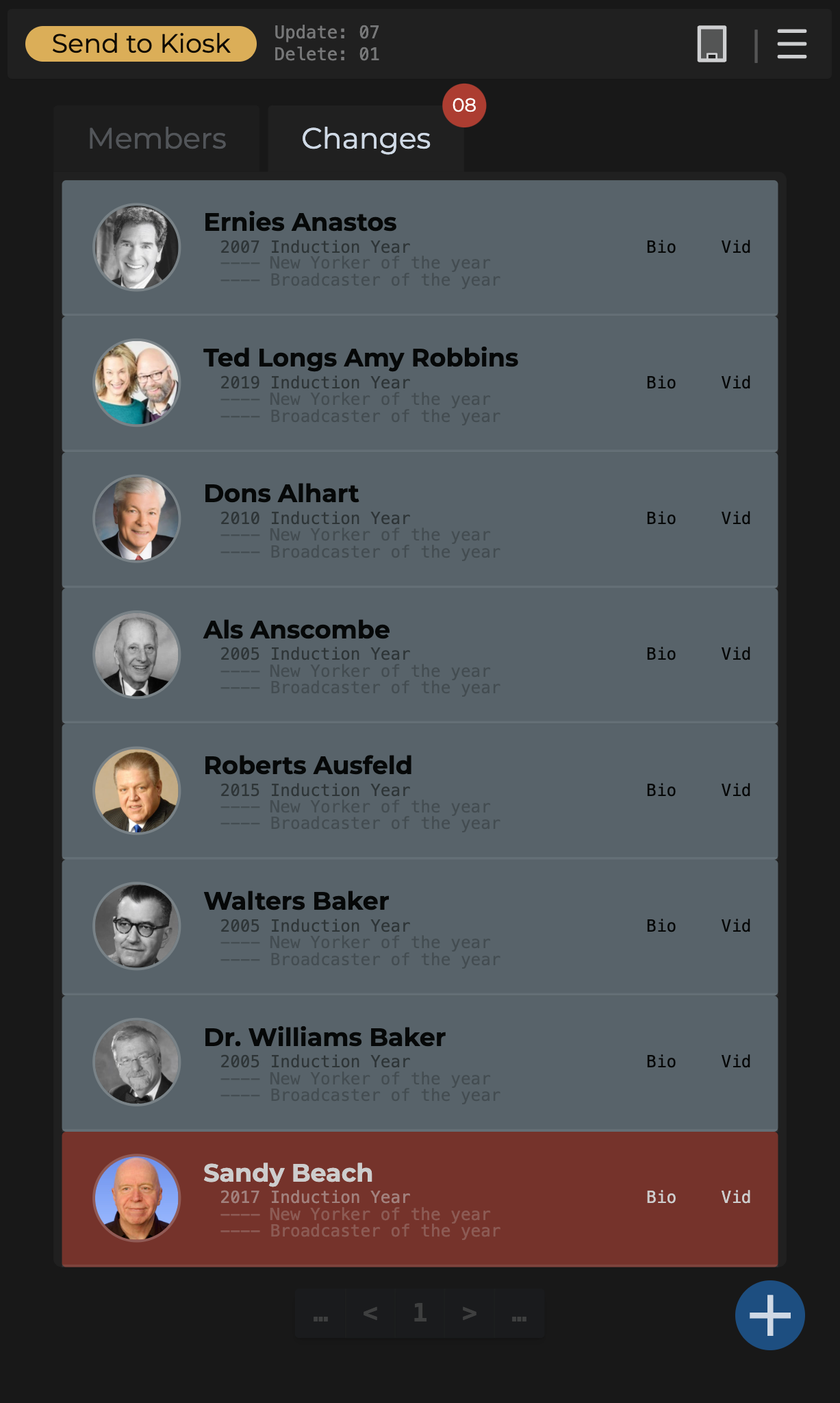 main admin panel