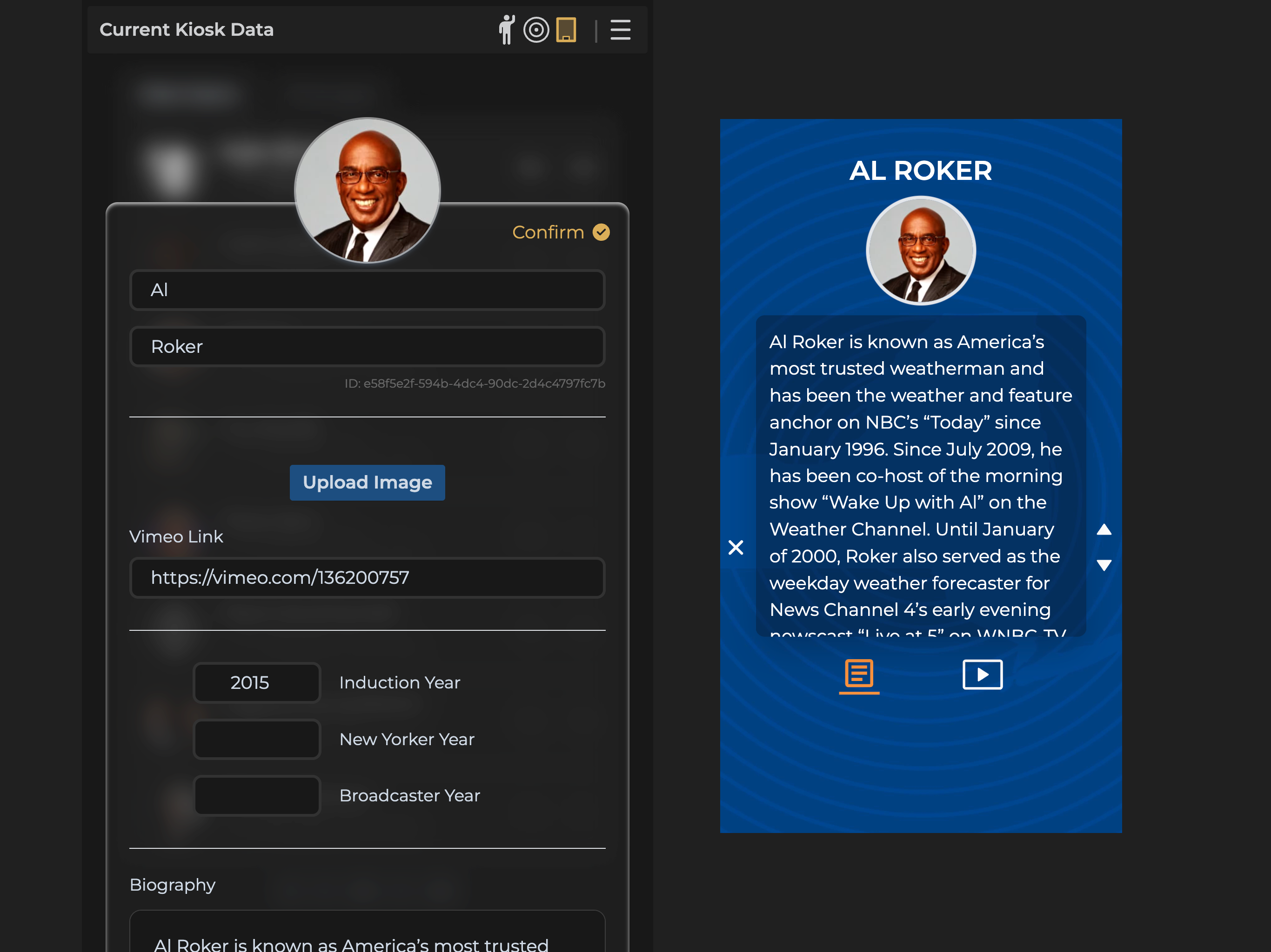 main admin panel
